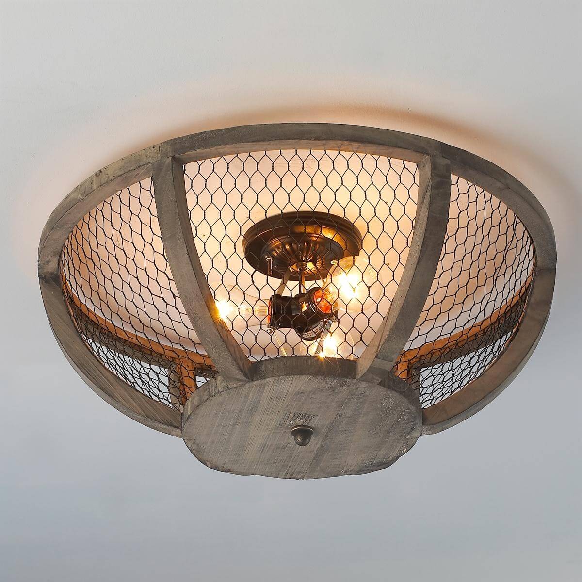 Ceiling Light Fixture With Chicken Wire Shade