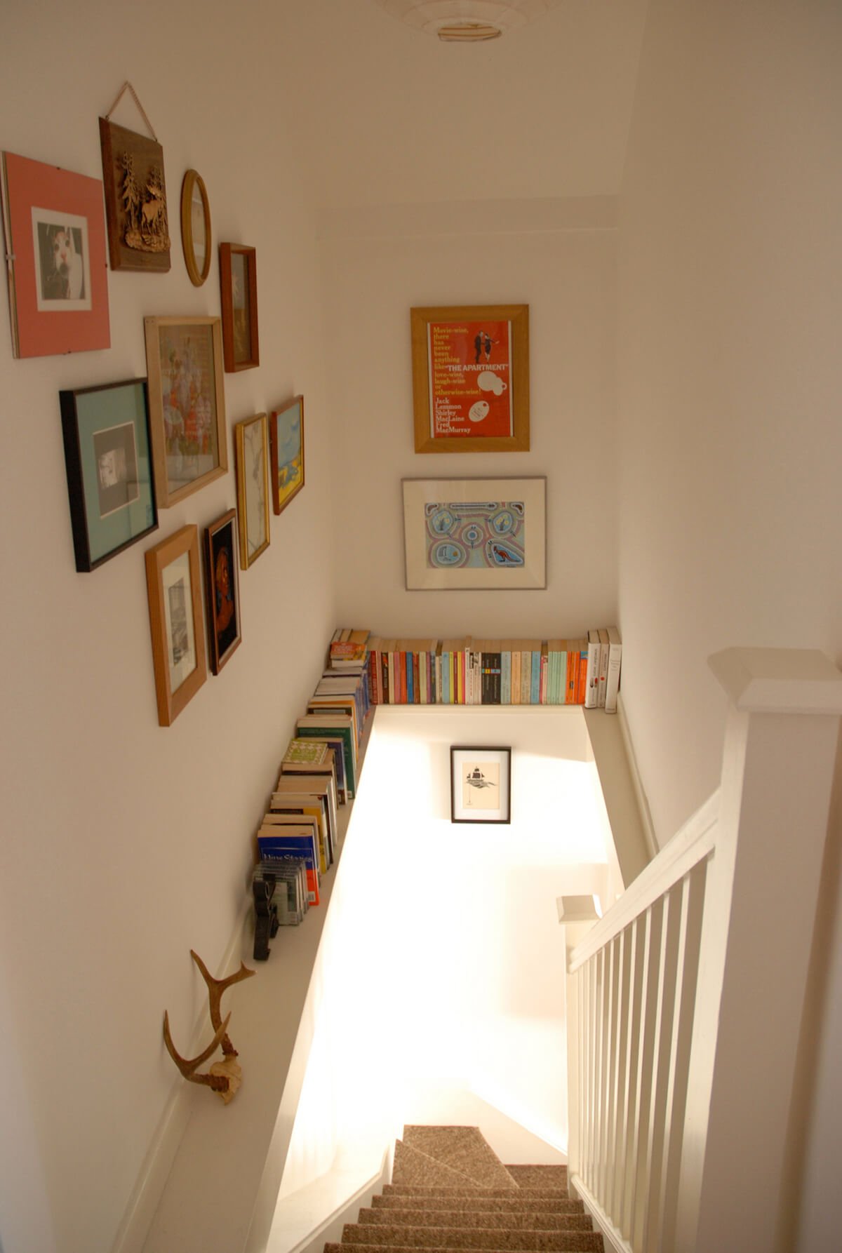Wes Anderson Inspired Stairwell Bookshelf