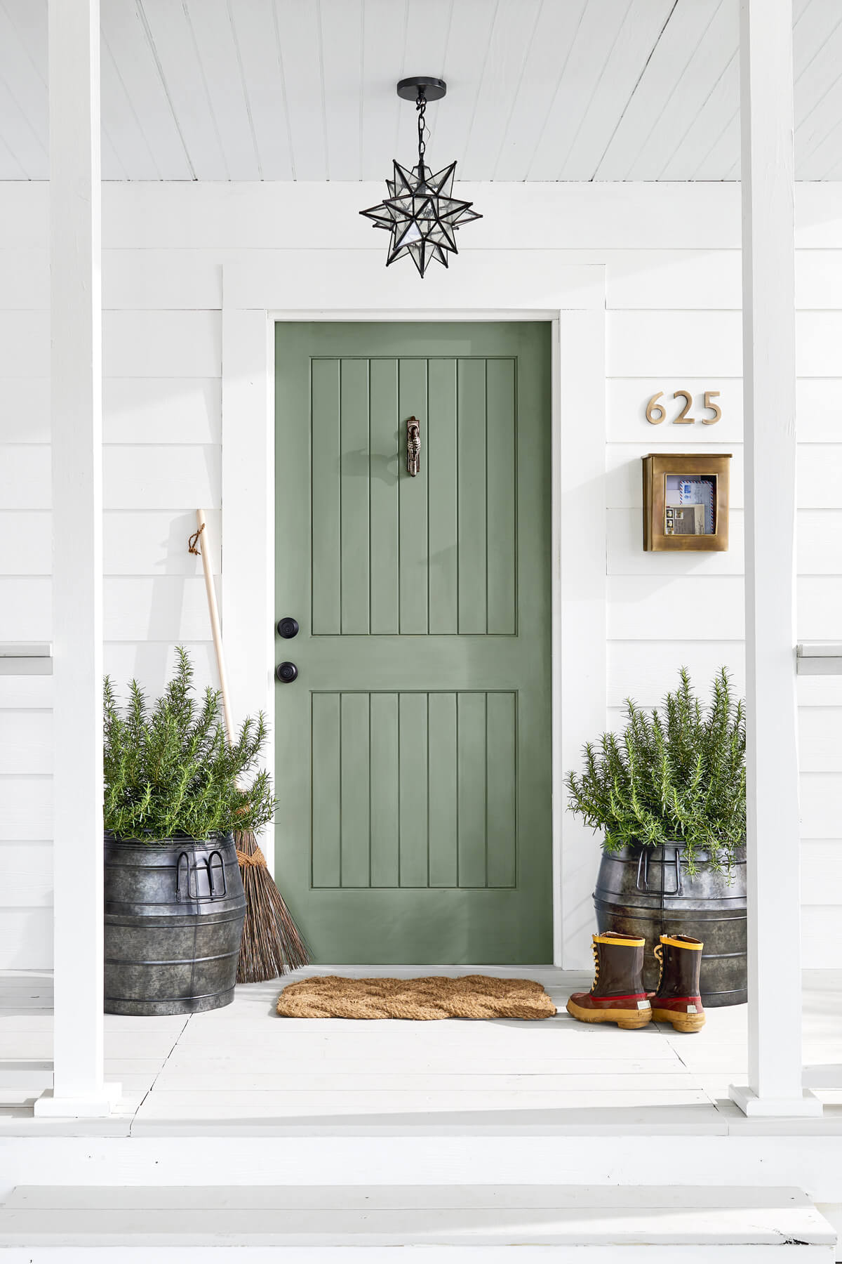 Pastel Green Paneled Front Door