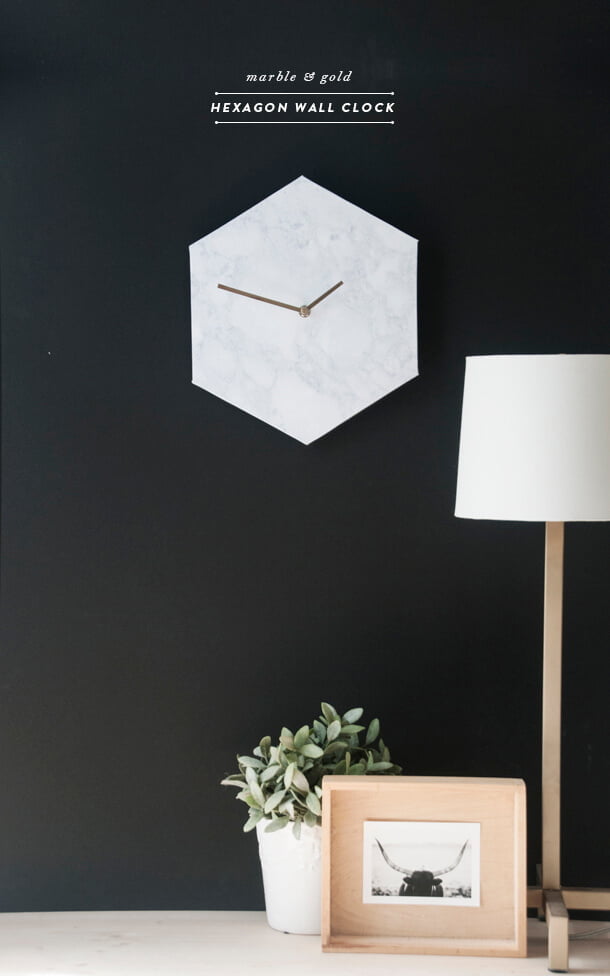 Bright White Modernist Hexagonal Clock