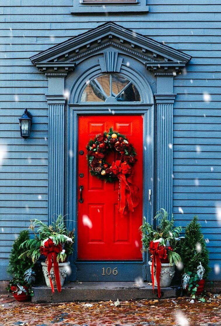 Gorgeous Red Door in Holiday Style