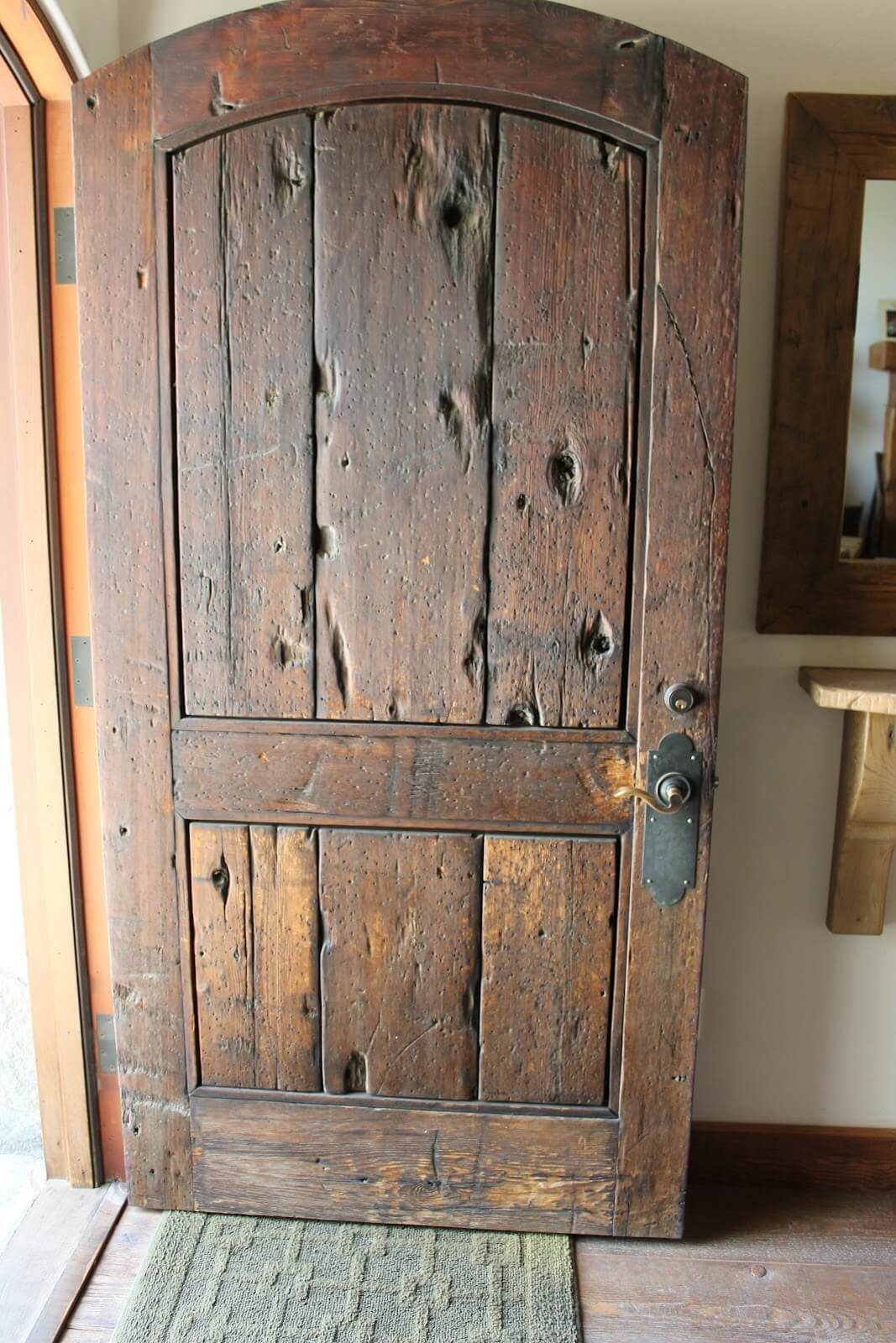 Rustic Simple Wooden Bark Panel Front Door