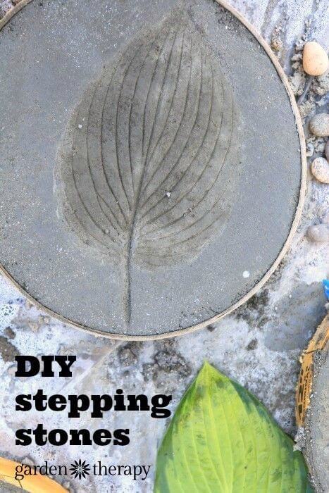 Leaf Imprinted Concrete Stepping Stones