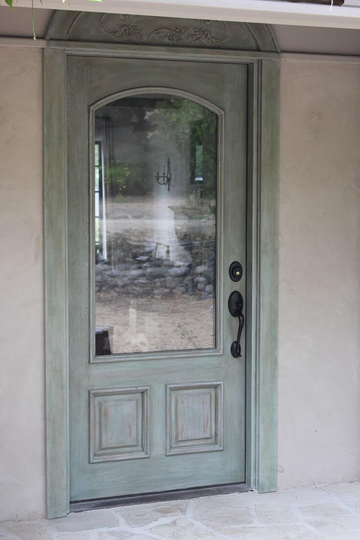 Simple Rustic Blue Whitewashed Front Door