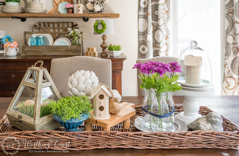 Rustic Milk Bottles with Purple Flowers