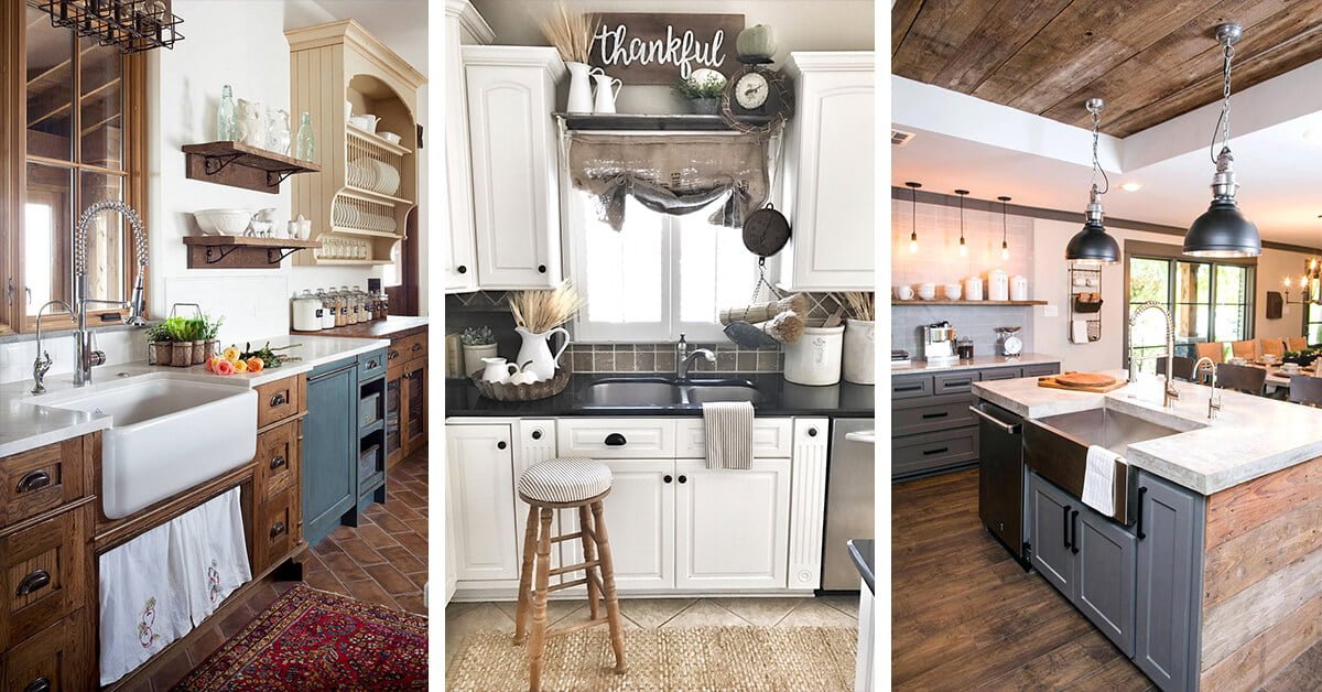 35 Best Farmhouse Kitchen Cabinet Ideas, Farmhouse Style Kitchen With Dark Cabinets