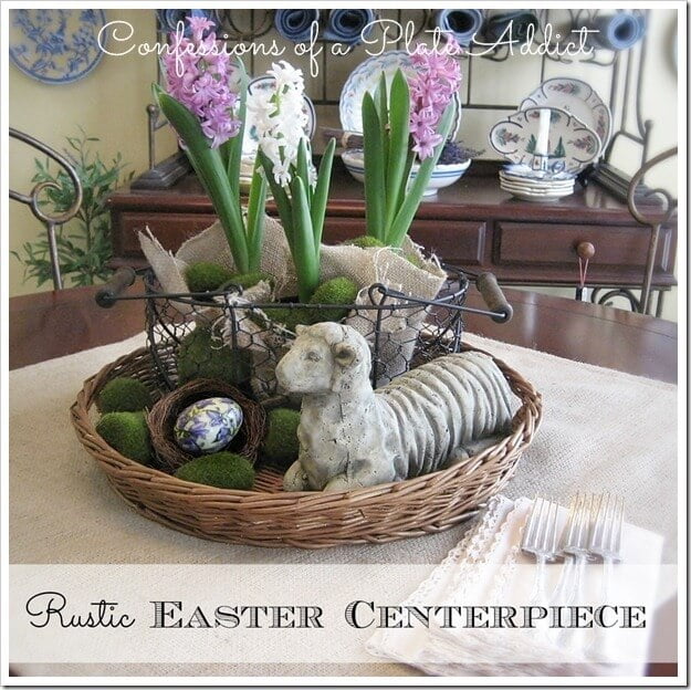 Nested Baskets with Flowers and Decorative Eggs