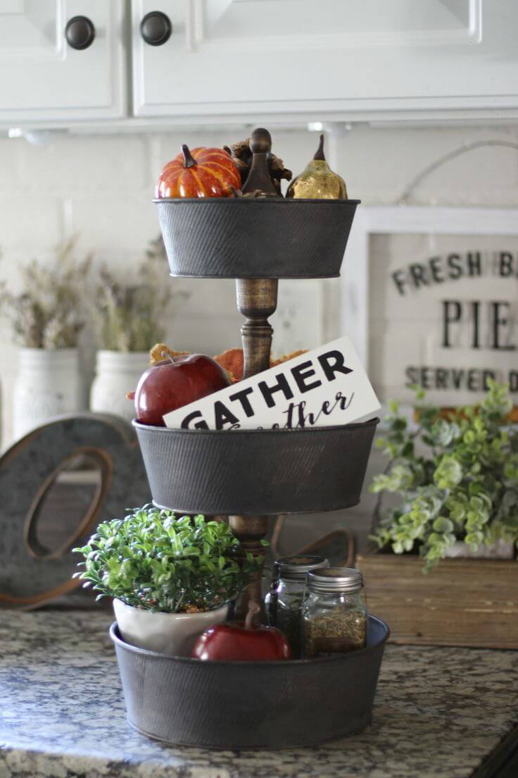 Wood and Metal Layered Fruit Basket Buckets