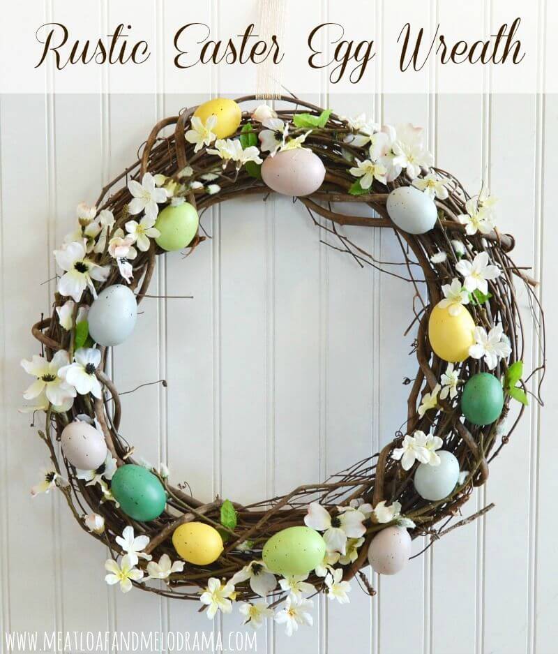 Twigs, Spring Flowers, and Easter Eggs Wreath