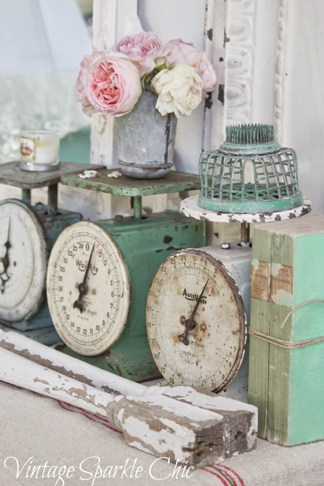 Antique Scales With Decorative Knick Knacks