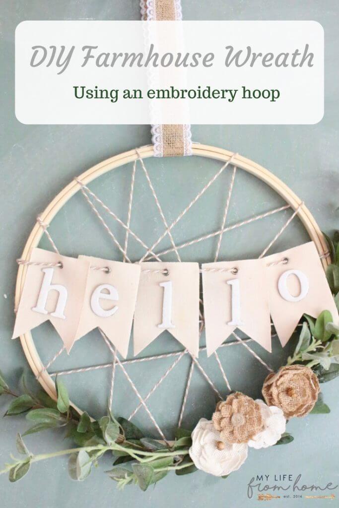 Easy Embroidery Hoop Greeting Wreeting Wreath