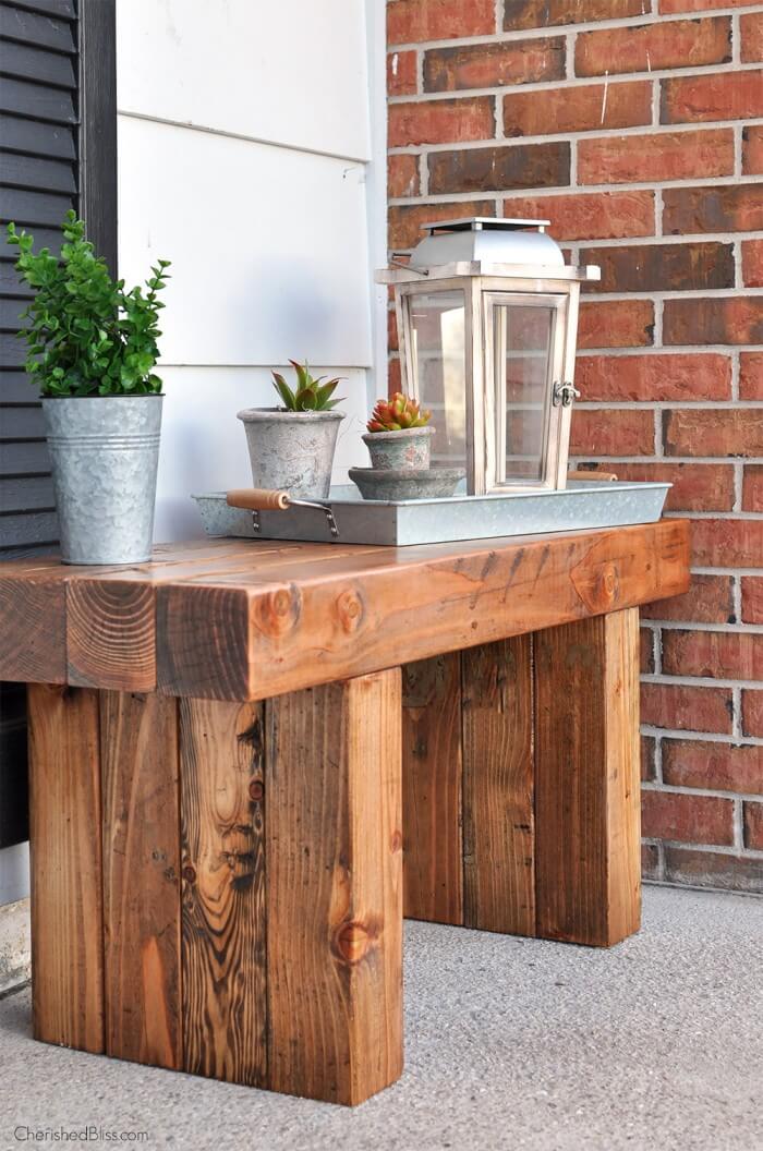 Rustic Hardwood Outdoor Potting Table