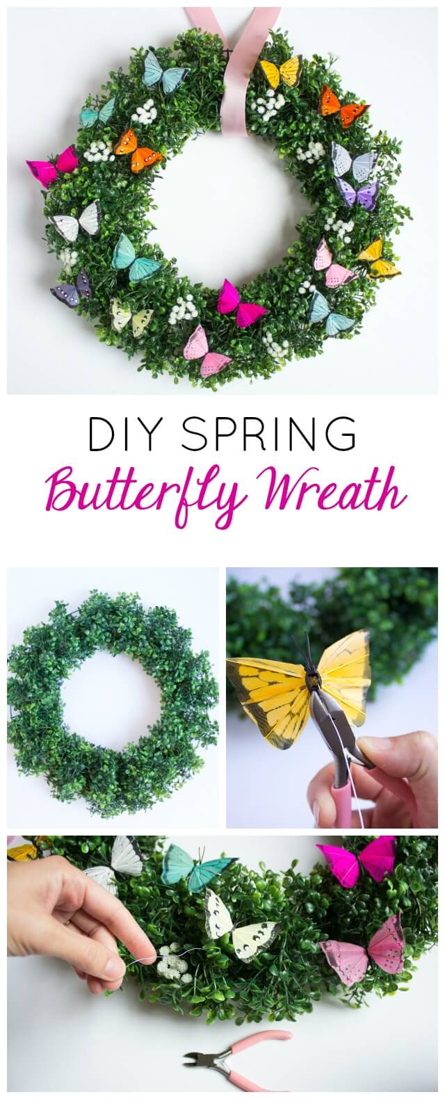 Couronnes de printemps DIY avec papillons colorés