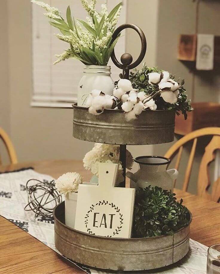 Washtub Metal 2-layer Centerpiece