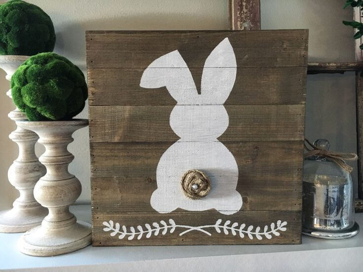 Wood Panel Easter Bunny Art