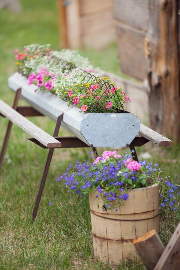 Repurposed Garden Container Ideas with Blossoms