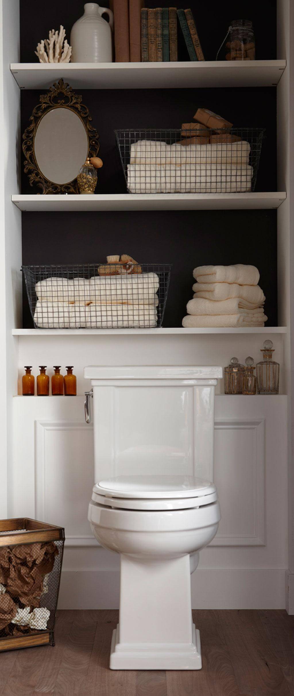 Over-the-toilet Storage Shelves with Molding Accent