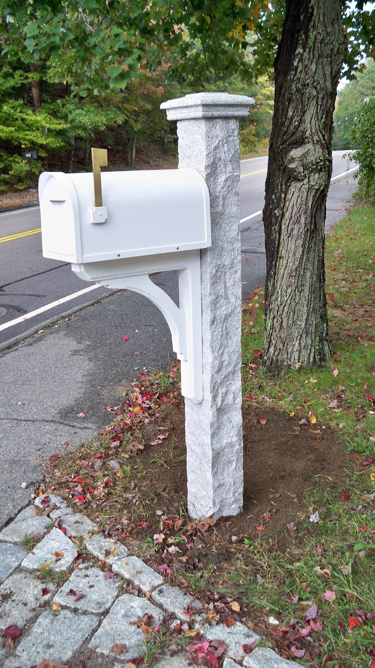 All White with a Granite Post