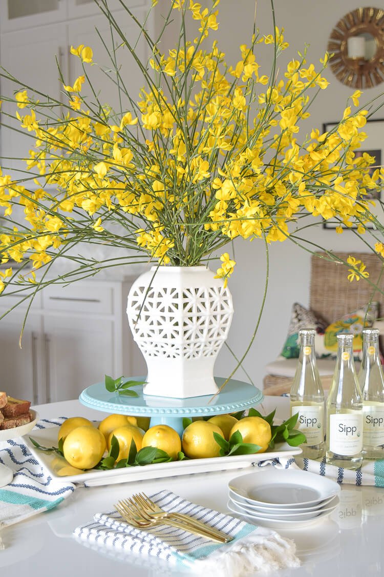 Geometric Vase with Forsythia Branches