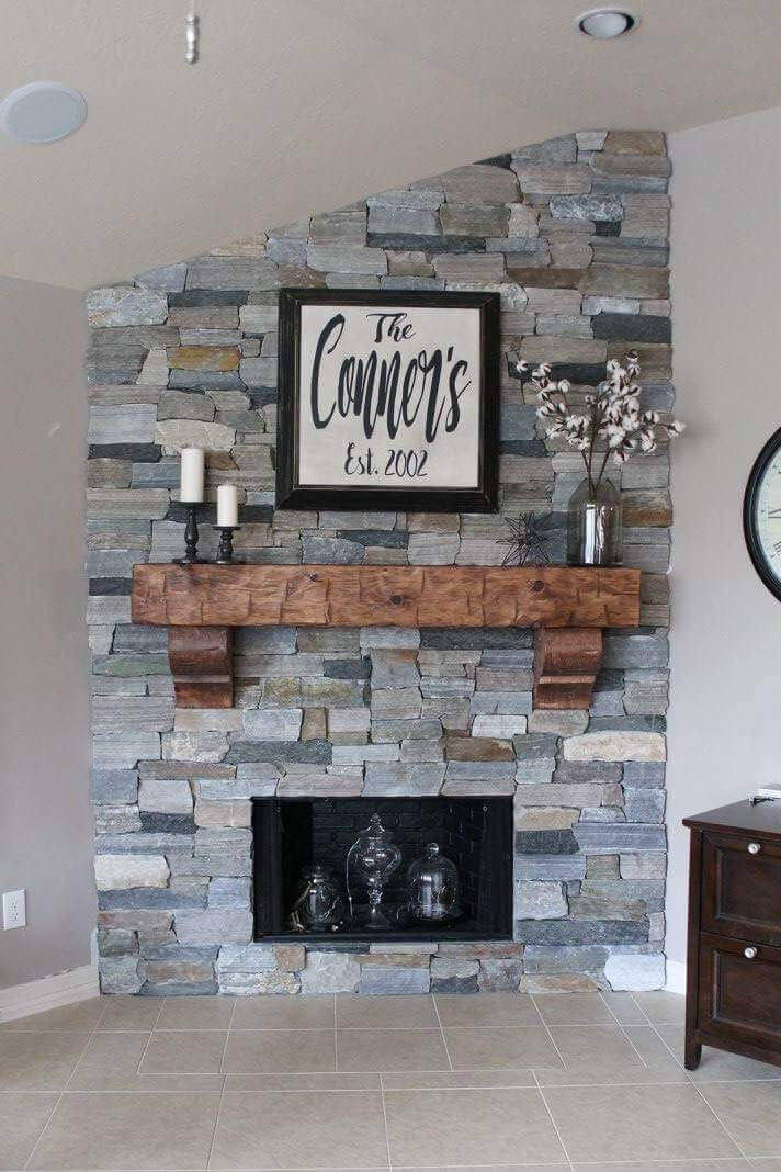 Warm Wood Corbel-Supported Fireplace Mantel