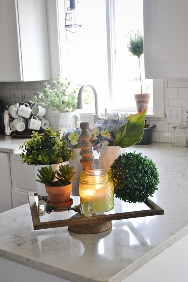 Wood Framed Glass Lazy Susan Garden