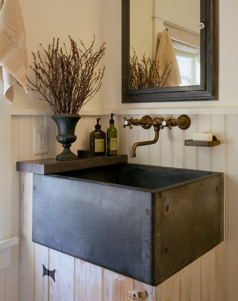 Unique Square Sink with Rustic Features