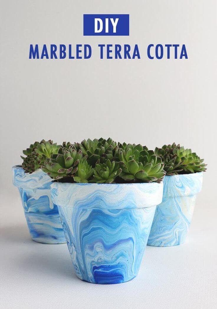 Awesome Marbled Look Terra Cotta Makeover