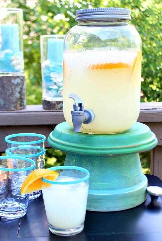 Pot Pedestal and Mason Jar Lemonade Dispenser