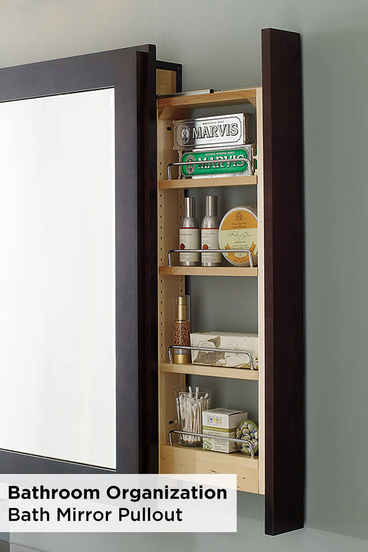 Bath Mirror Pullout Storage