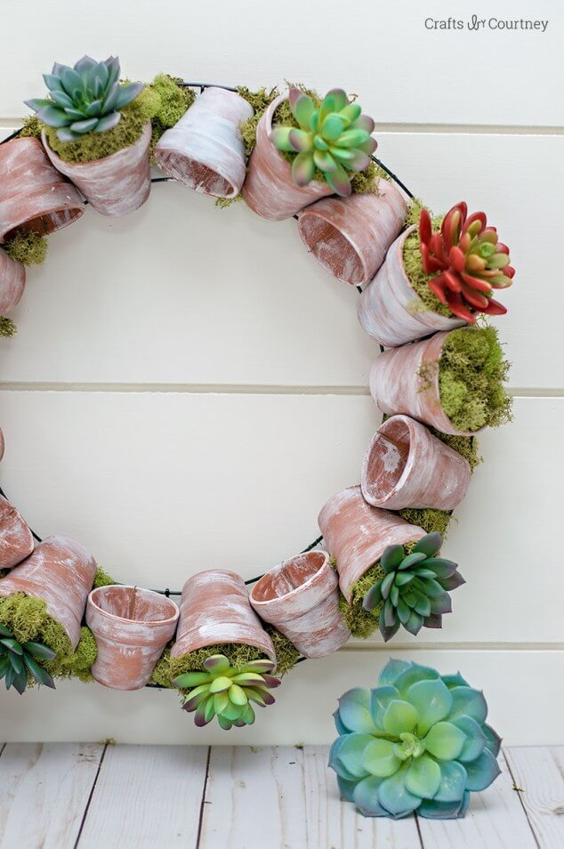 Trendy Potted Succulents on a Wreath