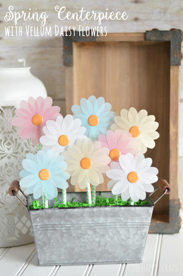 Cutout Vellum Daisies in a Metal Box