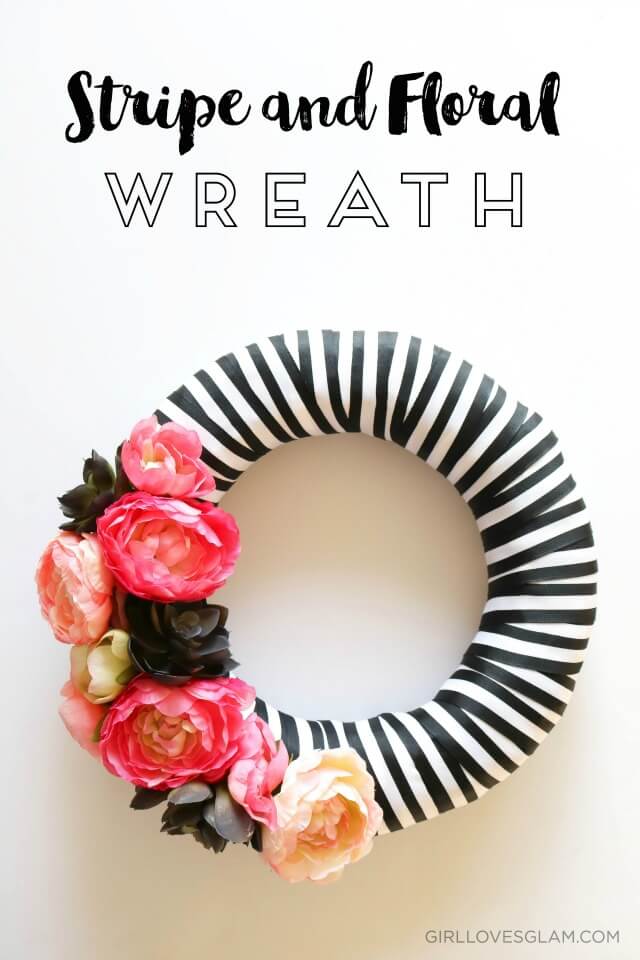 Eye-catching Striped Wreath with Bold Flowers