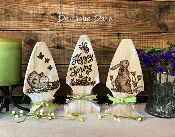 Easter Bunny Themed Decorative Fence Post Etchings