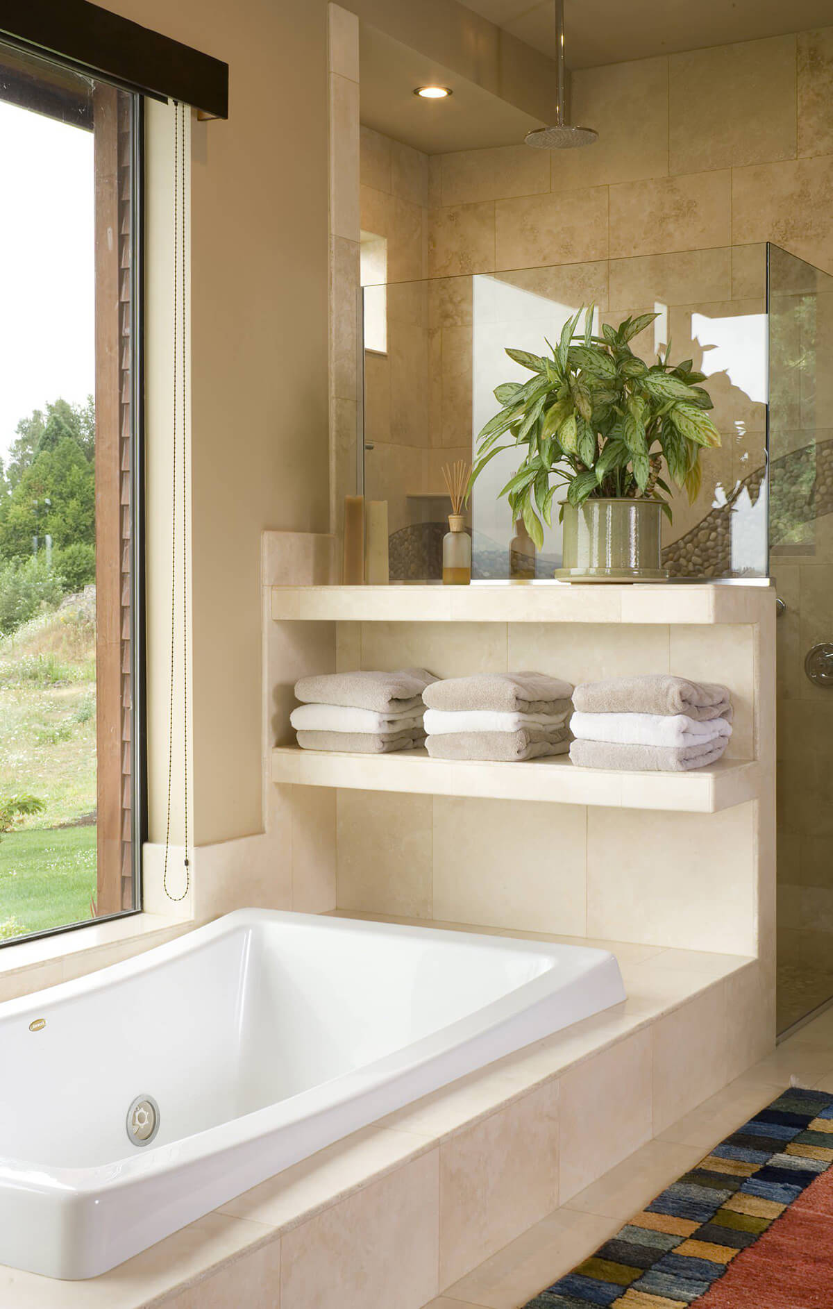 Tiled Floating Built-in Bathroom Shelf