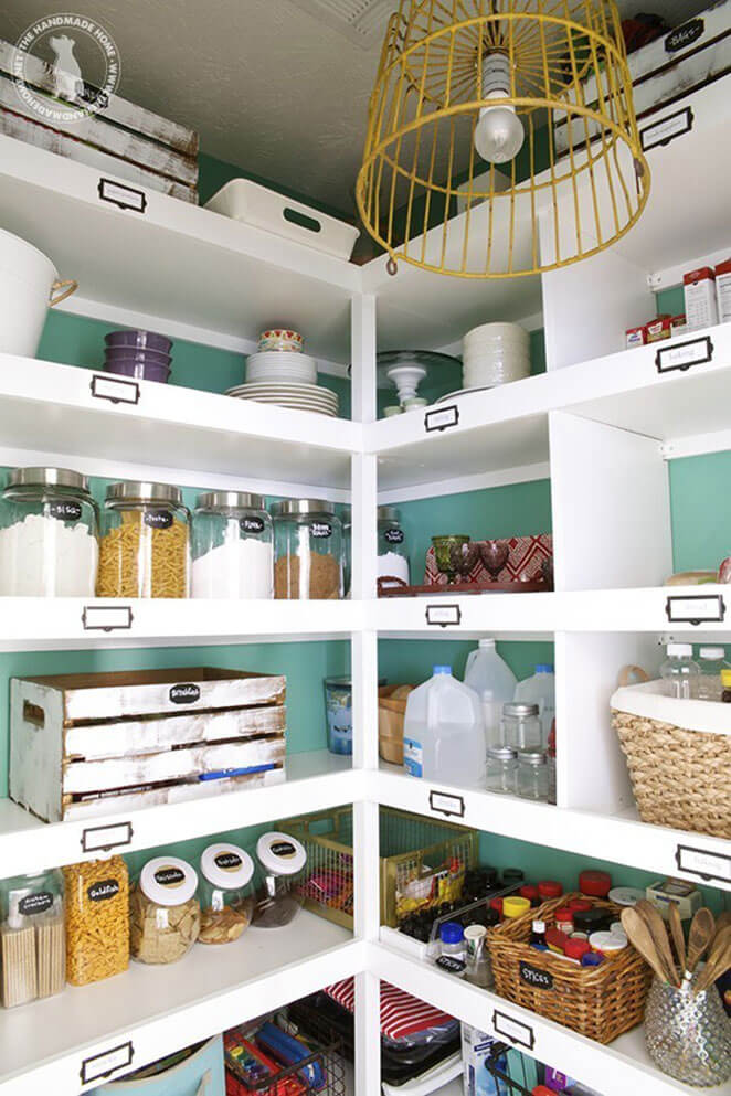 White Shelves with Chalkboard Labels