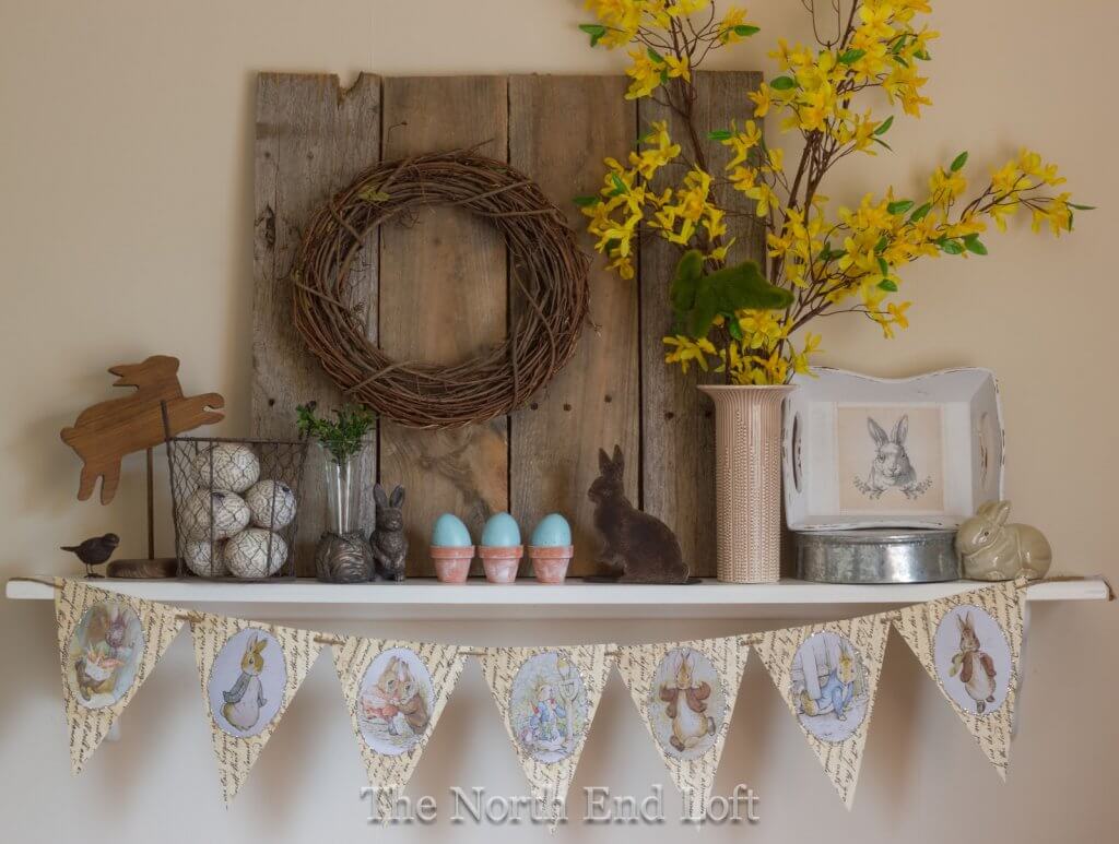 Easter Curio Collection on Floating Shelf