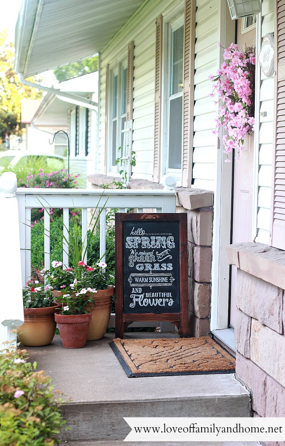 Chalkboard Sandwich Sign and Oversized Flower Pots