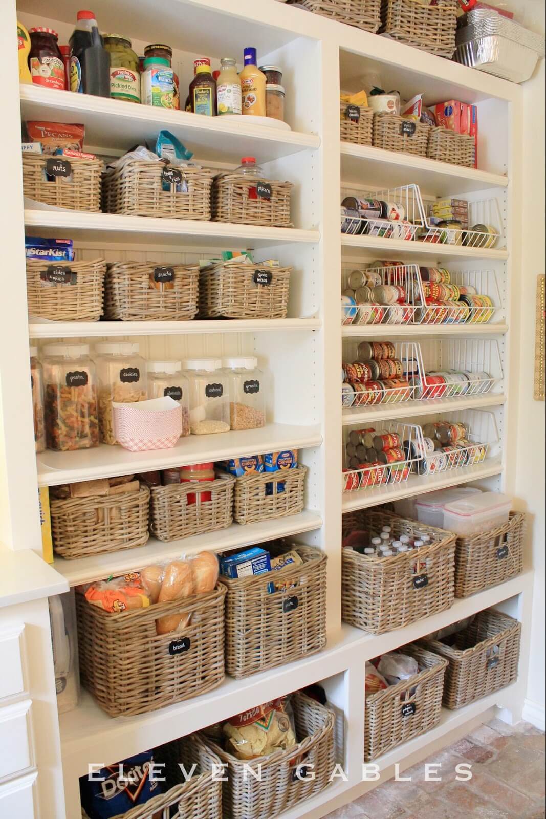 Lots of Square Baskets on Shelves