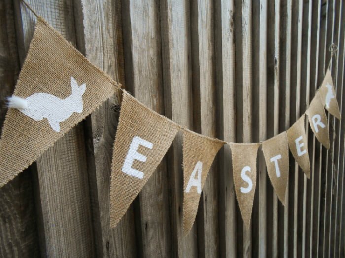Burlap Easter Pennant Banner with Bunnies
