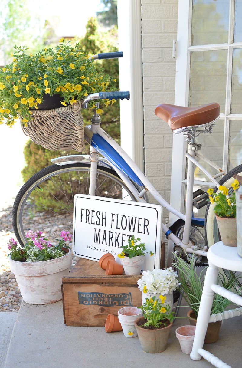 Bicicleta Con Cesta Jardinera De Flores