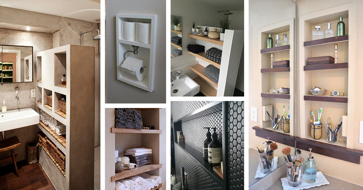 bathroom shelves and storage