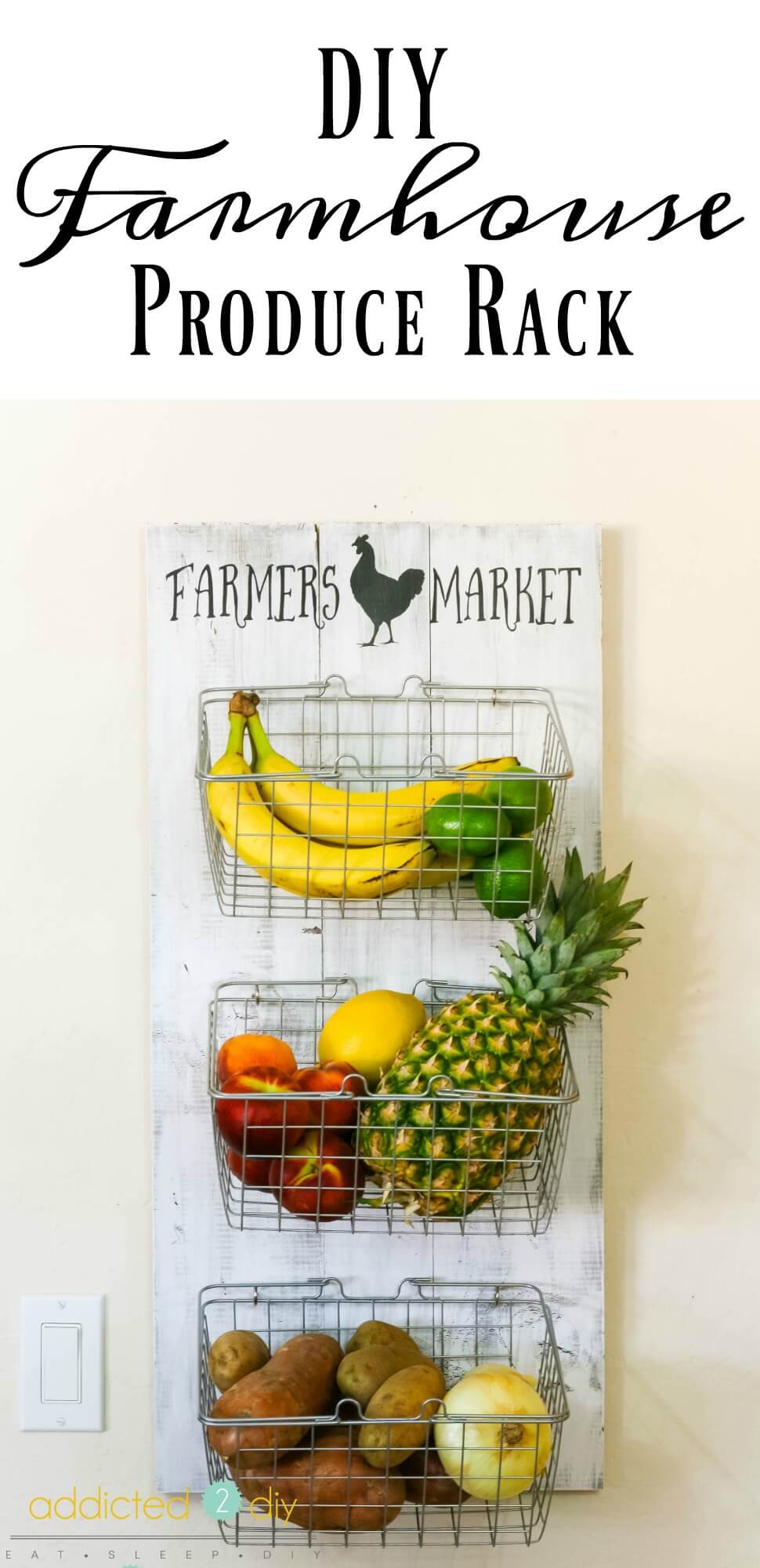 Hang Fruit and Veggie Baskets on a Cute Board