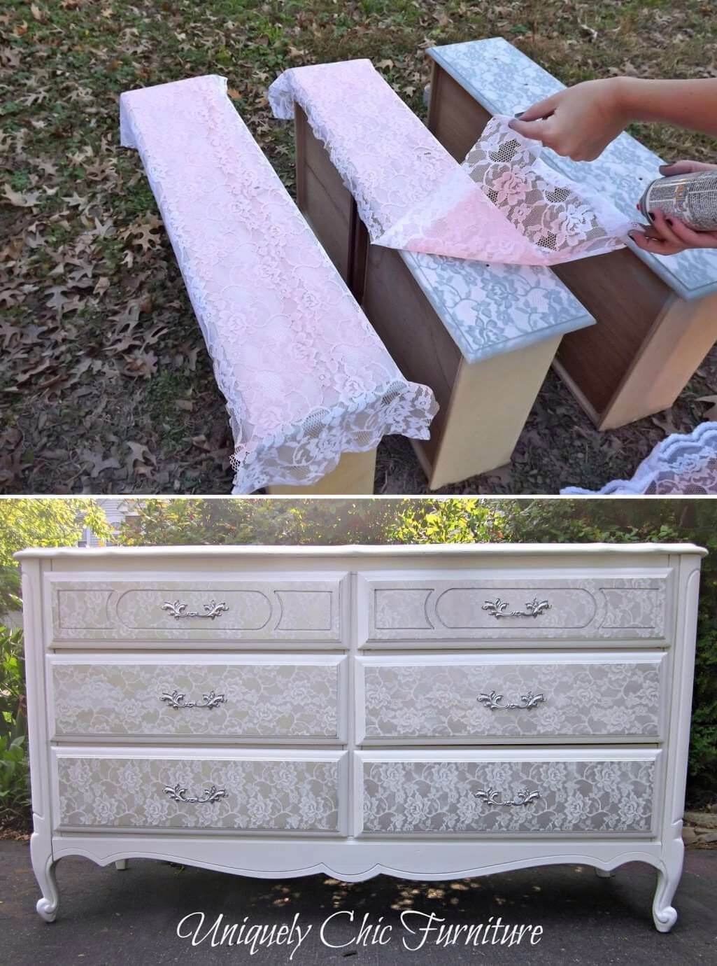 Use Old Lace to Stencil Wood