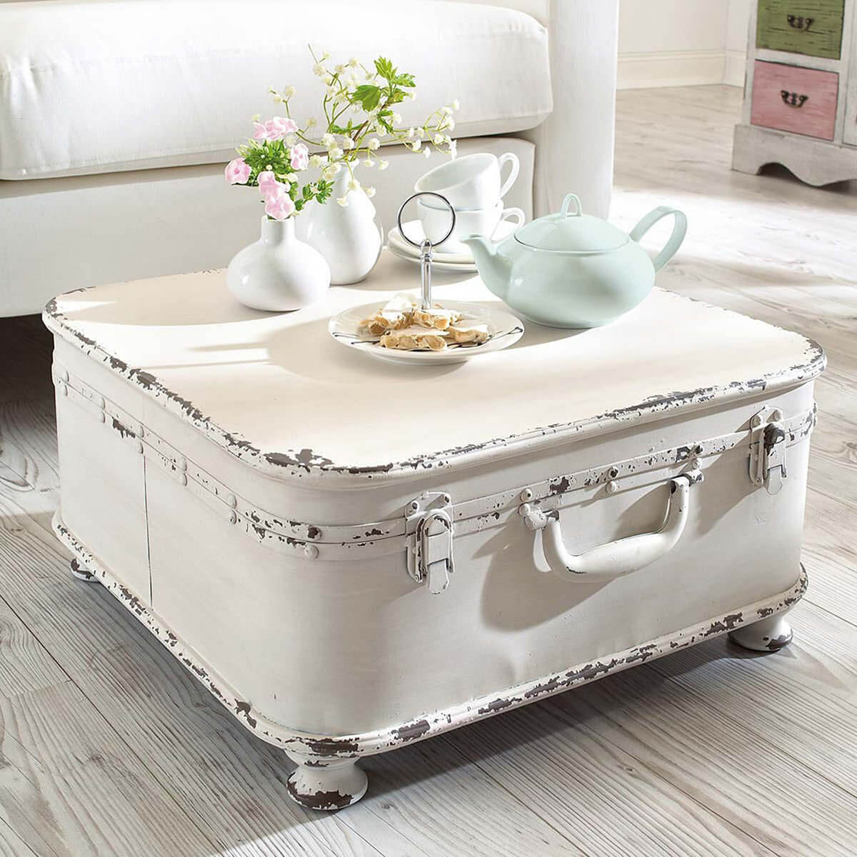 Large White Trunk with Tea Set