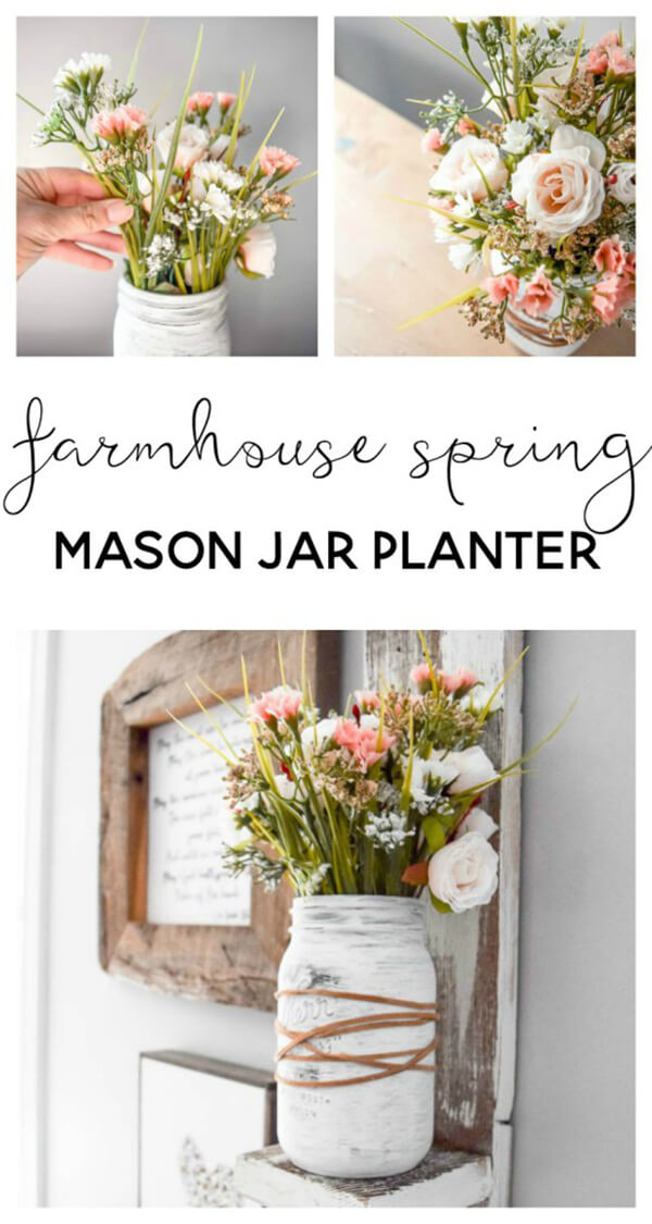 Våningshus Stil DIY Mason Jar Blomst Arrangement