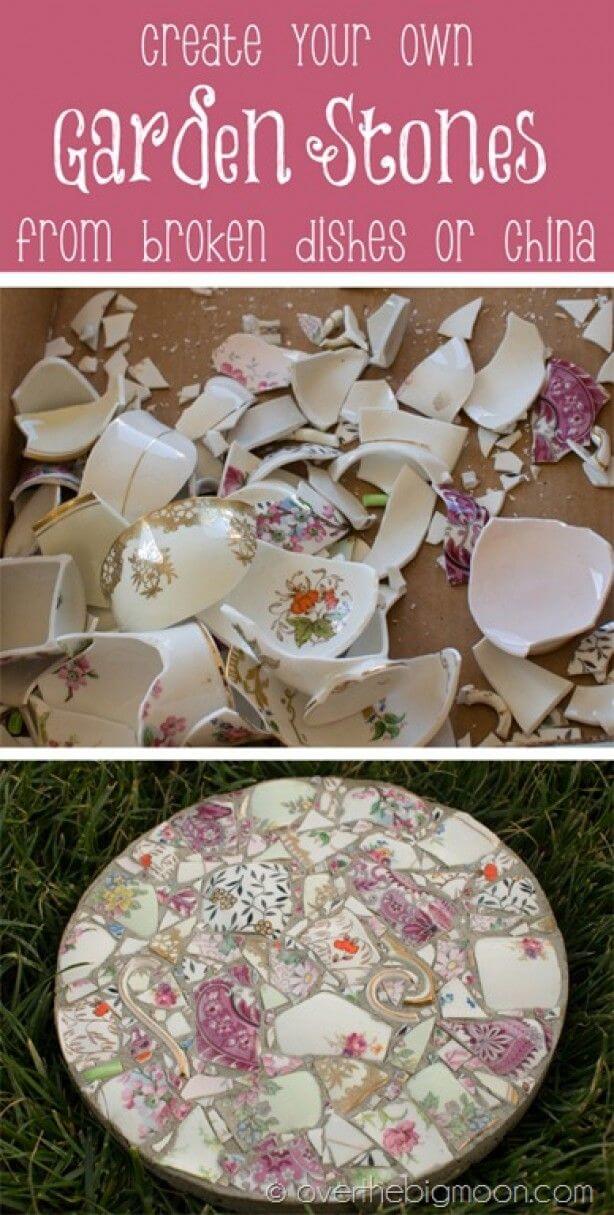 Make a Garden Stone with Broken China