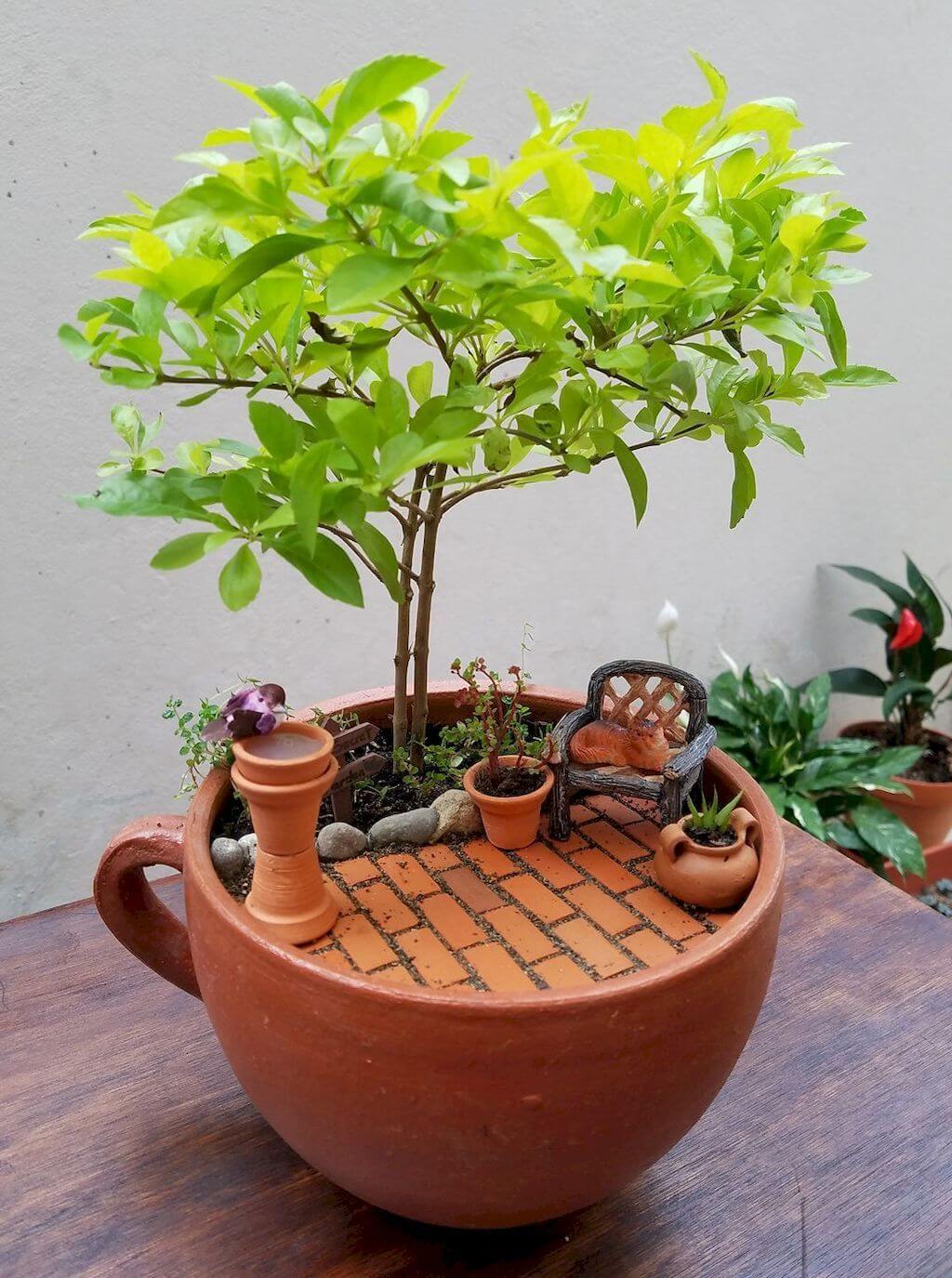 Tiny Tree and Pixie Patio with Birdbath