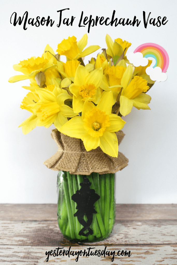 Whimsical Leprechaun and Burlap Vase