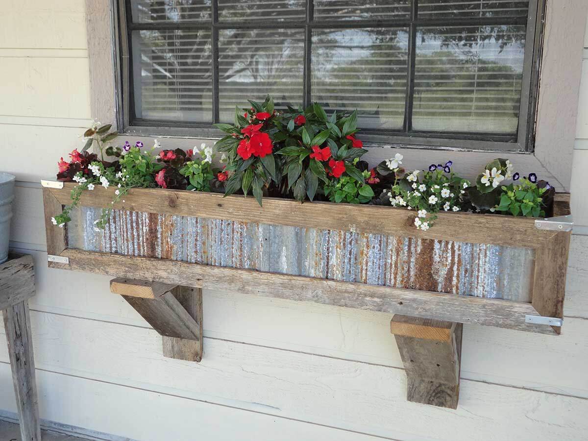 Rustic Metal Box Framed With Barn Wood