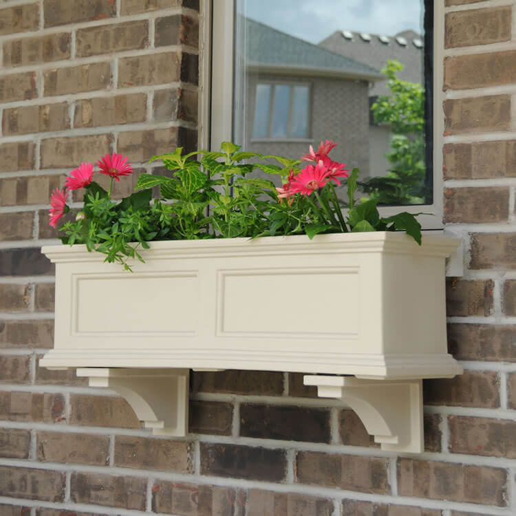 Cream Colored Flower Box With Moulding